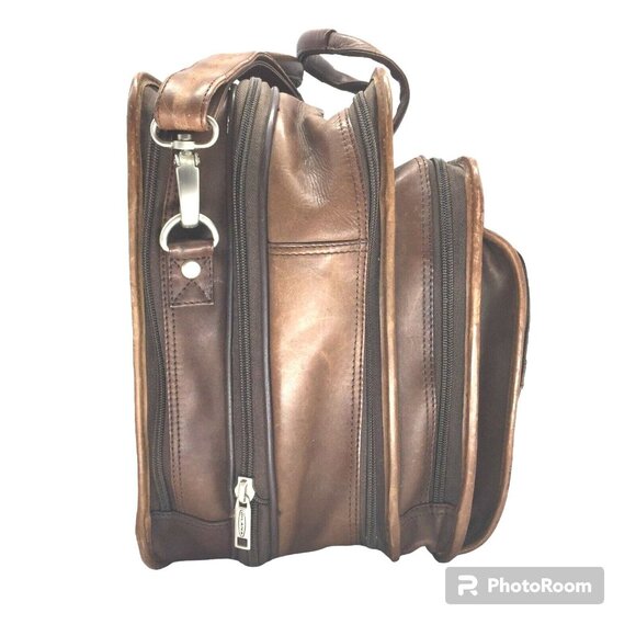 Mens Brown Leather Briefcase Messenger Laptop Fits 15" Computer Handmade Quality - Picture 3 of 12